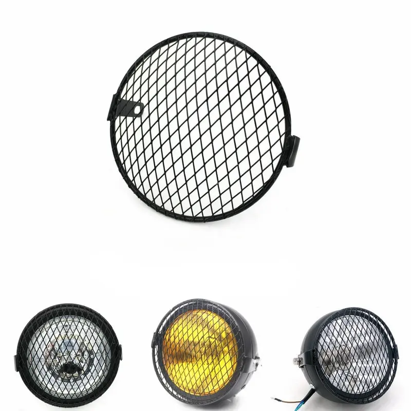 

6.4" Motorcycle Headlight Metal Mask Cover Cafe Racer Old School Motorcycle Headlight Cover Vintage Metal Grill