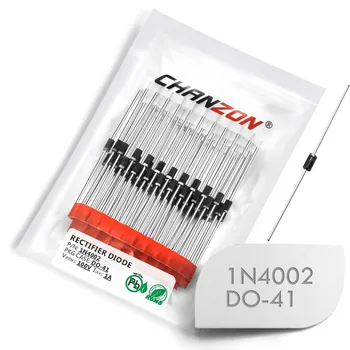 

(100 Pcs) 1N4002 Rectifier Diode 1A 100V DO-41 (DO-204AL) Axial 1N IN 4002 IN4002 1 Amp 100 Volt Electronic Silicon