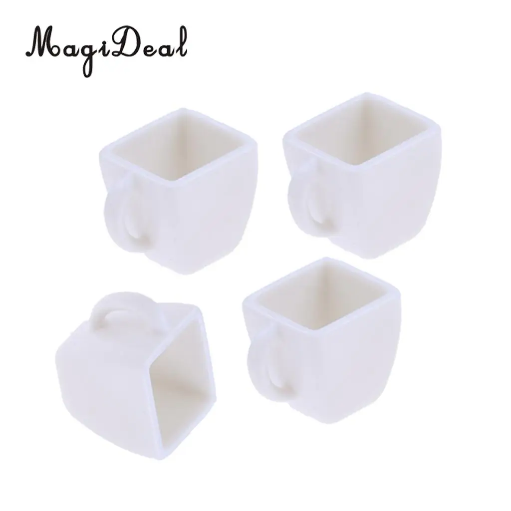 4Pcs 1/12 Miniature Milk Tea Coffee Wine Cups Mugs Dollhouse Tableware for Dollhouse Restaureant Living Room Furniture Decor