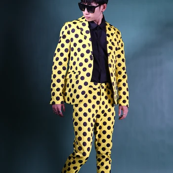 

Custom Made Men 2PCS Suits Sets (jacket+pant) Male Slim Fit Street Fashion Hip Hop Casual Suit Blazer Jacket DJ Stage Costumes