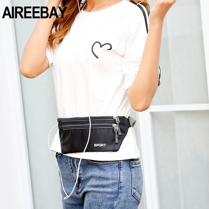 AIREEBAY الأزياء البسيطة حزمة مراوح للنساء الرجال المحمولة الملونة الخصر حزمة سفر متعددة الوظائف للماء الهاتف حقيبة بحزام