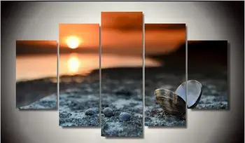 

2017 Unframed Canvas 5 Pieces Printed Beach Shell Painting Home Wall Decoration