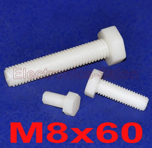 (10 шт./лот) метрический M8 x 60 мм нейлоновый шестигранный болт винт.|nylon hex bolt|hex boltm8 bolt