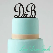 Персонализированные монограммой Свадебный Топпер-торт Топпер-Пользовательские торт Топпер-буквы Топпер Цвет Черный ширина 6"
