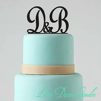 

Personalized Monogram Wedding Topper - Cake Topper - Custom Cake Topper - Letters Topper Color black width 6"