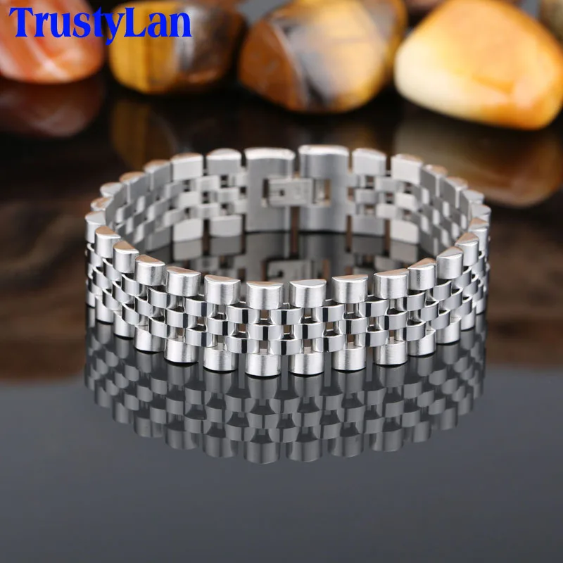 

TrustyLan Newest Cool Men Bracelet Stainless Steel Mens Bracelets Fashion Classic Biker Jewelry For Male Brazalets Wristband