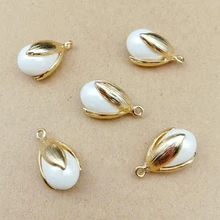 10 pçs 10x20mm pérola tulipa charme para fazer jóias e artesanato brinco pingente pulseira charme moda encantos