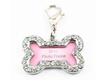 20 unids/lote perros gatos etiqueta de marco de fotos de moda Rhinestone Colgante encanto de perro de perrito perro de mascota gato accesorios productos para mascotas