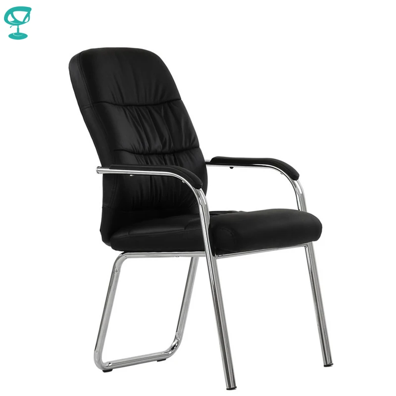 95458 Barneo K-16 офисное кресло для посетителей черное эко-кожа хромированные ножки мебель для офиса стул для посетителей стул для визитеров кресла для дома и офиса в Казахстан по России