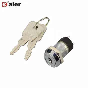 

1PCS 19mm Key Switch 2A 250VAC 4A 28VDC SPDT 2 Position ON/ON 4PIN Key Pulled On Both Position Single Pole Metal Switches
