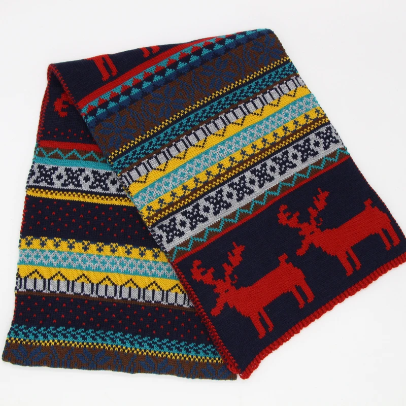 Classic stylish acrylic knitted unisex men women winter autumn christmas scarf warm shawls new year scarf LL190611