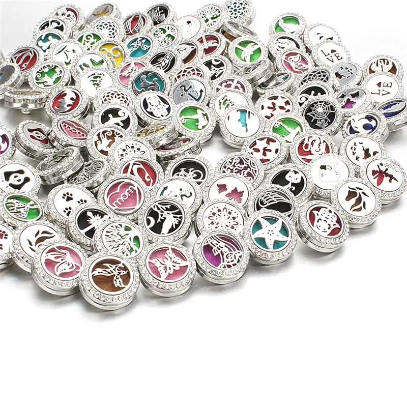 

New Aromatherapy 18mm Snap Buttons Perfume Locket Magnetic Stainless Steel Essential Oil Diffuser DIY Snap Bracelet Jewelry