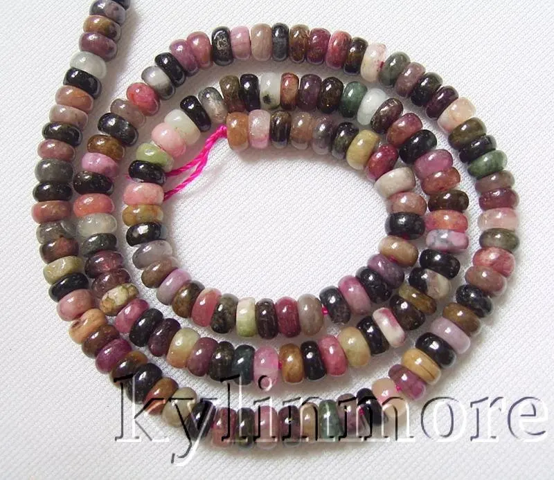 

6mm Natural Tourmaline Rondelle Beads 15.5