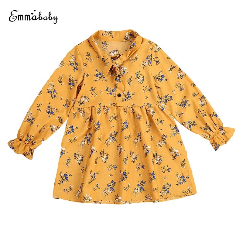 

Floral Children Baby Girl Long Sleeve Boho Dress Princess Kids Pageant Formal Party Vestido Sundress Clothes 2-7Y