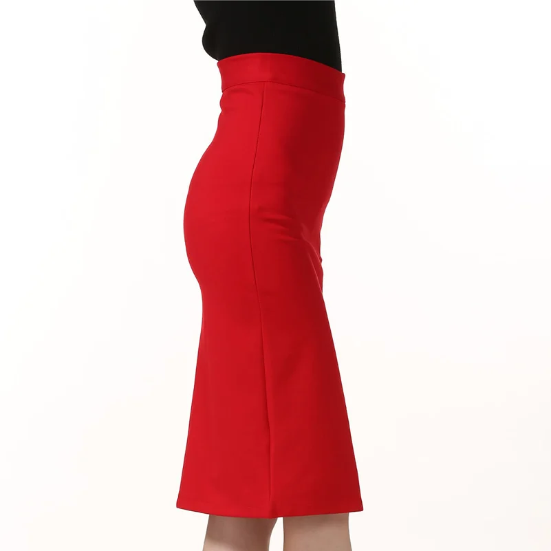 QIUXUAN, женские юбки-карандаш размера плюс 5XL, летняя, осенняя, сексуальная, посылка, юбка в бедрах, с боковой пуговицей, OL, юбки с высокой талией