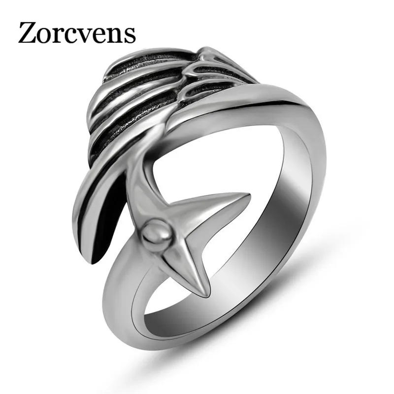 

LETAPI Punk Angel Wings Men Stianless Steel Ring Fashion Personality Index Finger Feather Ring