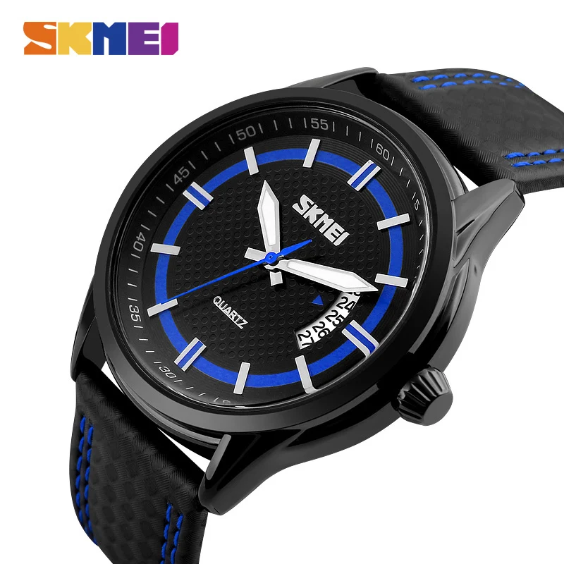 

SKMEI Luxury Brand Quartz Watch Men Leather Fashion Casual Water Resistant Complete Calendar Wristwatches Relogio Masculino xfcs