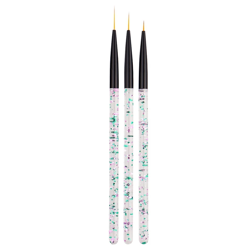 

Monja 3 Pcs/Set Acrylic Handle Nail Art French Liner Lines Stripes Painting Brush Pattern Design Diy Drawing Pen Manicure Tool