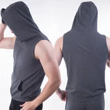 Лето Сжатия Спорт Жилет Для Мужчин Высота Упругой Досуг Бег Майка С Hat Открытый Спорт Рукавов Футболки