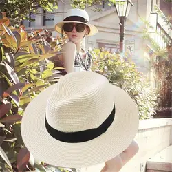 2019 модная летняя кепка Женская Мужская шляпа ручная работа соломенная Солнцезащитная шляпа женская пляжная шляпа Трилби Панама шляпа
