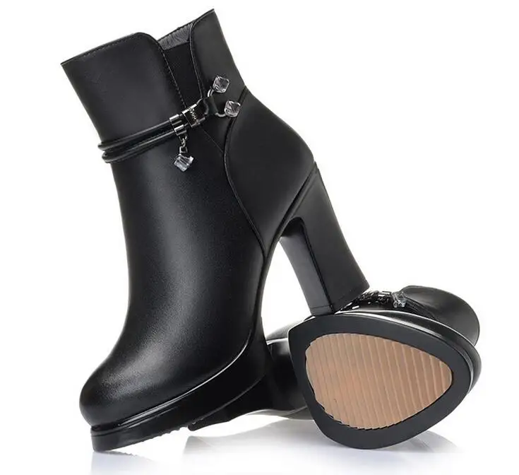 ZXRYXGS/брендовые ботинки; шерстяная теплая обувь из натуральной кожи; женские зимние ботинки; Новинка года; Зимние ботильоны; модная обувь; ботинки на высоком каблуке