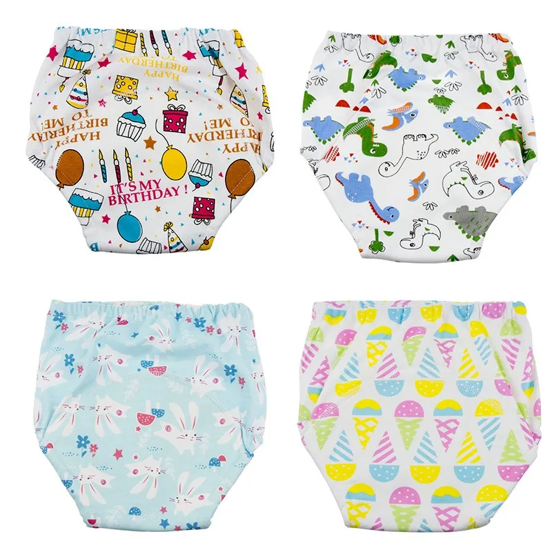 4 предмета; Многоразовые Моющиеся Водонепроницаемые спортивные штаны для малышей; хлопковые трусики для маленьких мальчиков и девочек - Цвет: F2-5-6-8