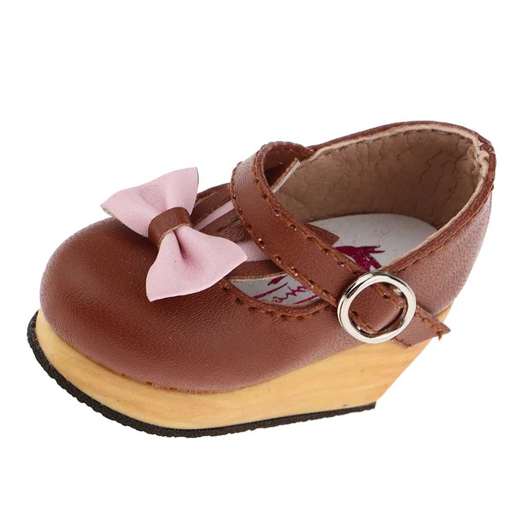 1/6 Scale PU Leather Ankle Strap Wedge Shoes for 27cm Obitsu, Blythe, Licca-Chan, Momoko 12 inch Dolls
