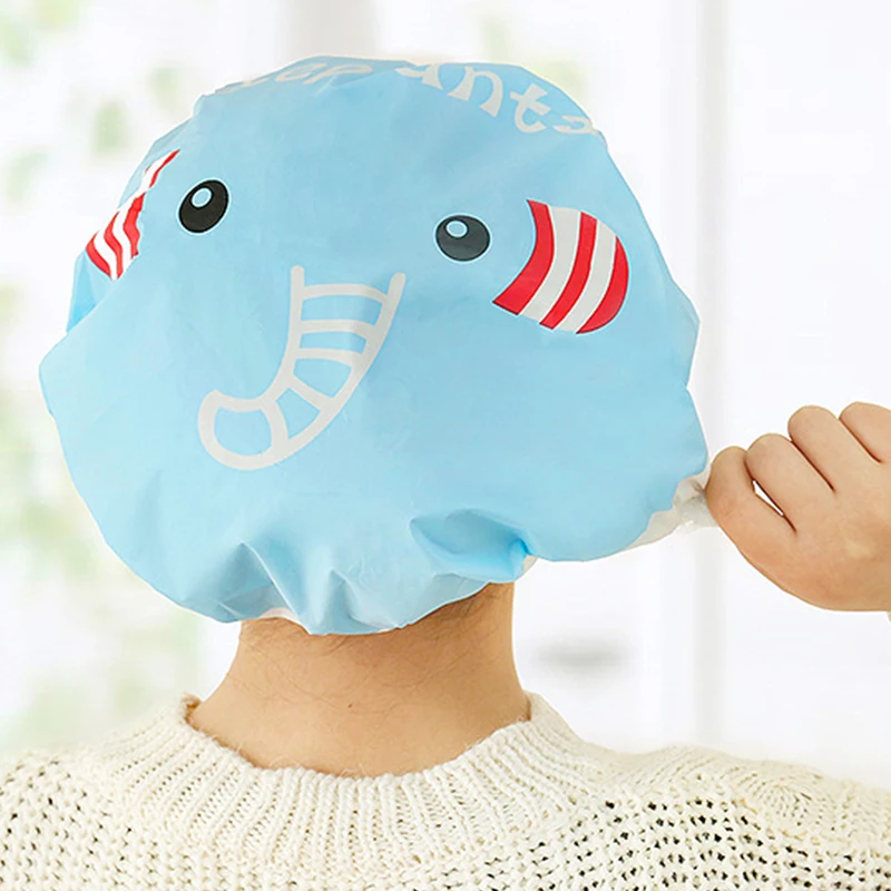 Shower Caps Adult Waterproof Shower Cap Cute Cartoon Animal Kitchen