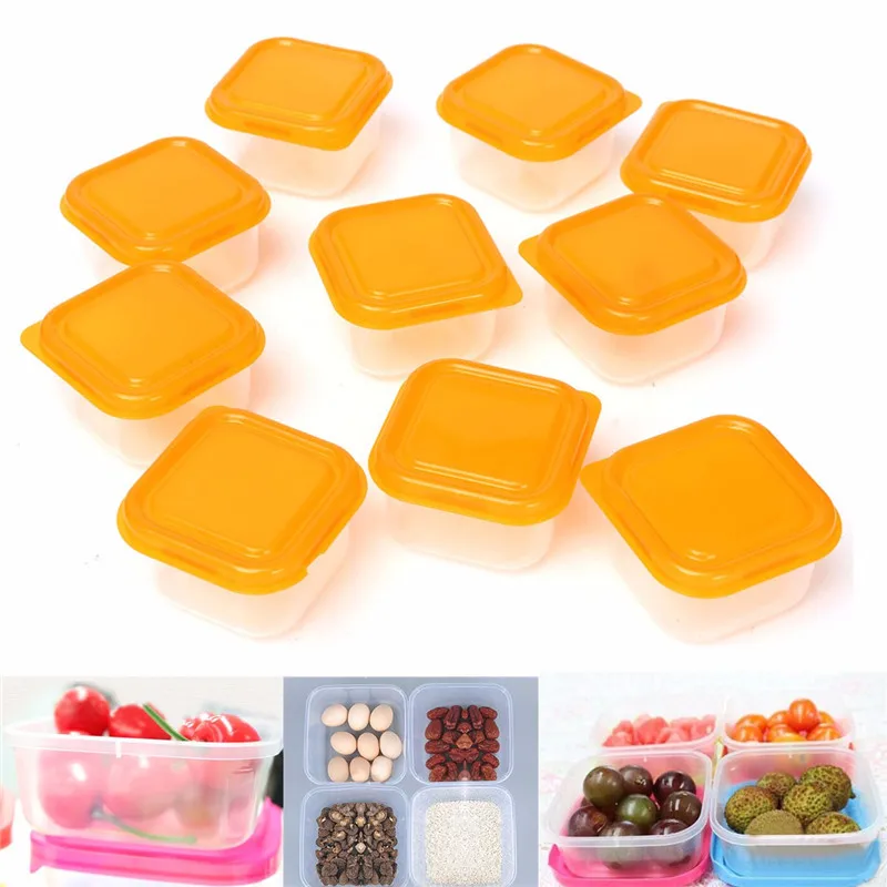 10Pcs Reusable Mini Plastic  Food Storage Boxes Containers 