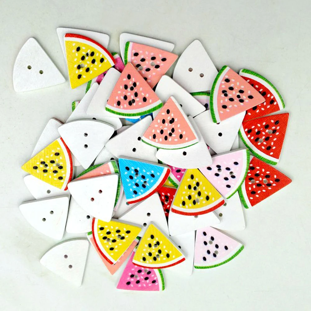 

50Pcs/pack Watermelon Wooden Sewing Buttons For Crafts 2 Holes Buttons DIY Scrapbooking Accessories Drop Shipping