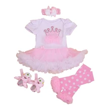 Принцесса Корона аппликация Новая летняя одежда для маленьких девочек 4 шт. балетная пачка для новорожденных Ropa Bebe 1 день рождения наряды Одежда для младенцев