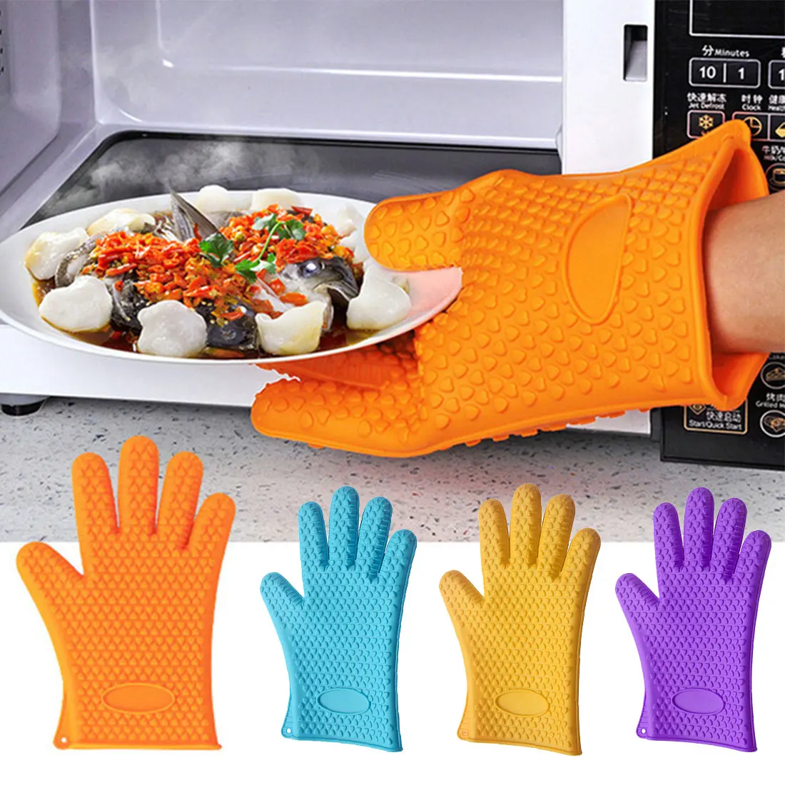 Buy 1pcs/2pcs Silicone Glove Heat Resistant Gloves Temperature Resistant Gloves