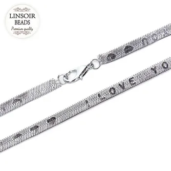 

2pcs/lot Flat Snake Chains With Lobster Clasp Chrome Color Metal Copper Necklace Chains For Jewelry Diy ' I LOVE YOU ' F1722