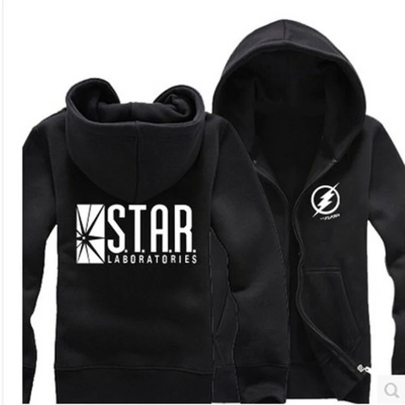 

2018 Autumn The Flash STAR S.T.A.R. Labs Men Sweatshirt Men Zippered Hoodies Fashion Tracksuit Movie Fans Hip Hop Jaceket