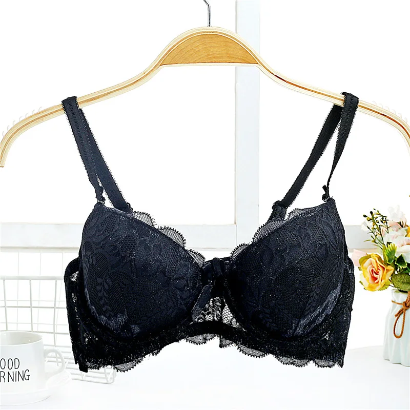 

Plus Size Ultra thin Lace Bralette For Woman Push Up Underwire Cup Bra big size duoble cup gather breast dress bra for girl