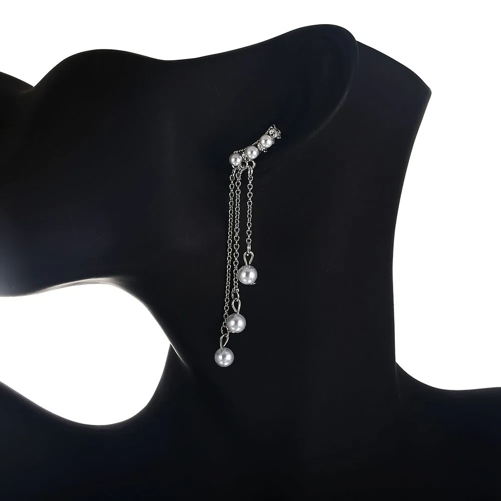 

2019 New Fashion 1Pair Women Fashion Earrings Hook Drop Dangle Long Tassel Pearl Earring Brithday Gift