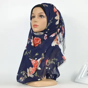 

L11 Tassels hijab scarf printe floral shawls muslim hijab scarves viscose wraps fashion Islamic headband scarves 10pcs/lot