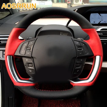 Aosrrunカーアクセサリー手縫い車のステアリングホイールはテスラモデルs × 2015 2016