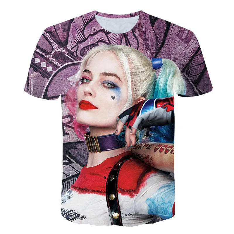 

Harajuku 3D Joker T-shirt Fashion Summer T shirt Men Women Casual Anime Suicide Squad Poker Superhero 3D Full Printed Tops Tees
