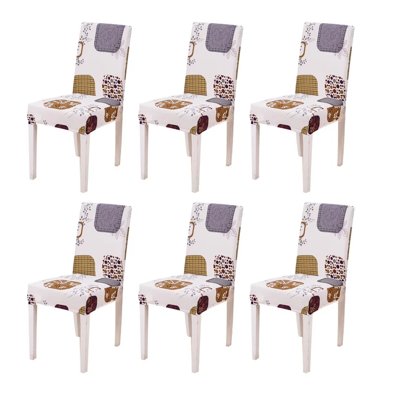 6 шт. спандекс чехлы на стулья для столовой эластичные чехлы на стулья для банкет ресторан отель хауссе де шезлонг моющиеся - Цвет: Plaid