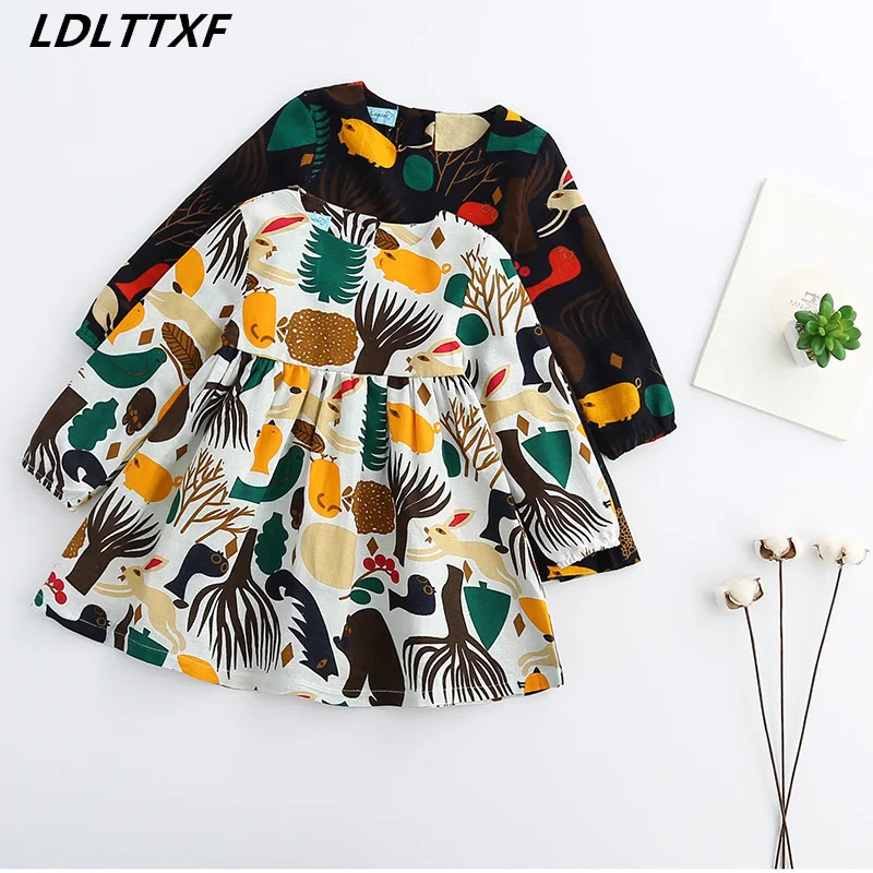 Girls Dress Animal print Rabbit Cotton Vestidos Christmas Dress