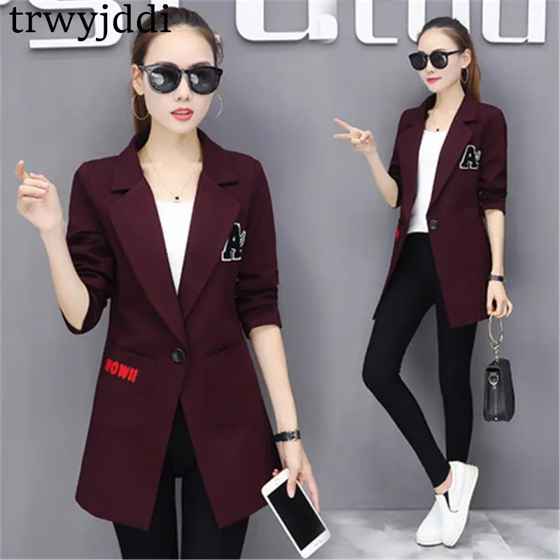 Section armygreen Wine Blazer Femmes 2018 Costume De Taille Vêtements Mode Vestes Nouvelle Longue Black red A1275 Automne Manteaux Grande Hiver Coréenne 7pwnz
