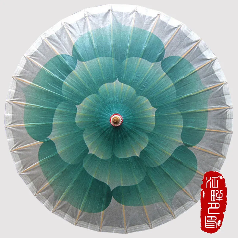 Chinese Handmade Jasmine Petals Flowers Oiled Paper Umbrella Green