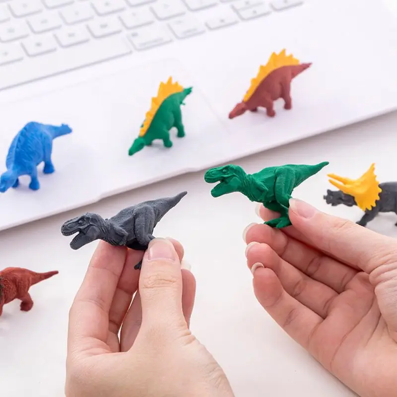 4 шт./упак. Kawaii резиновый ластик креативный мультфильм Динозавр в форме канцелярских принадлежностей для детей, подарок для детей
