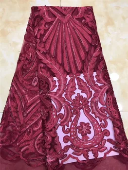 

Best quality embroidery lace fabric with sequins best quality BZL-12.232 african tulle mesh lace for sawing dress