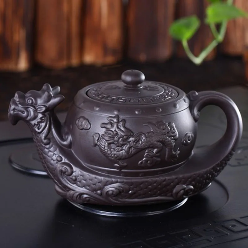 Ceramic teapot Big dragon boat kung fu tea set Purple sand teapot The