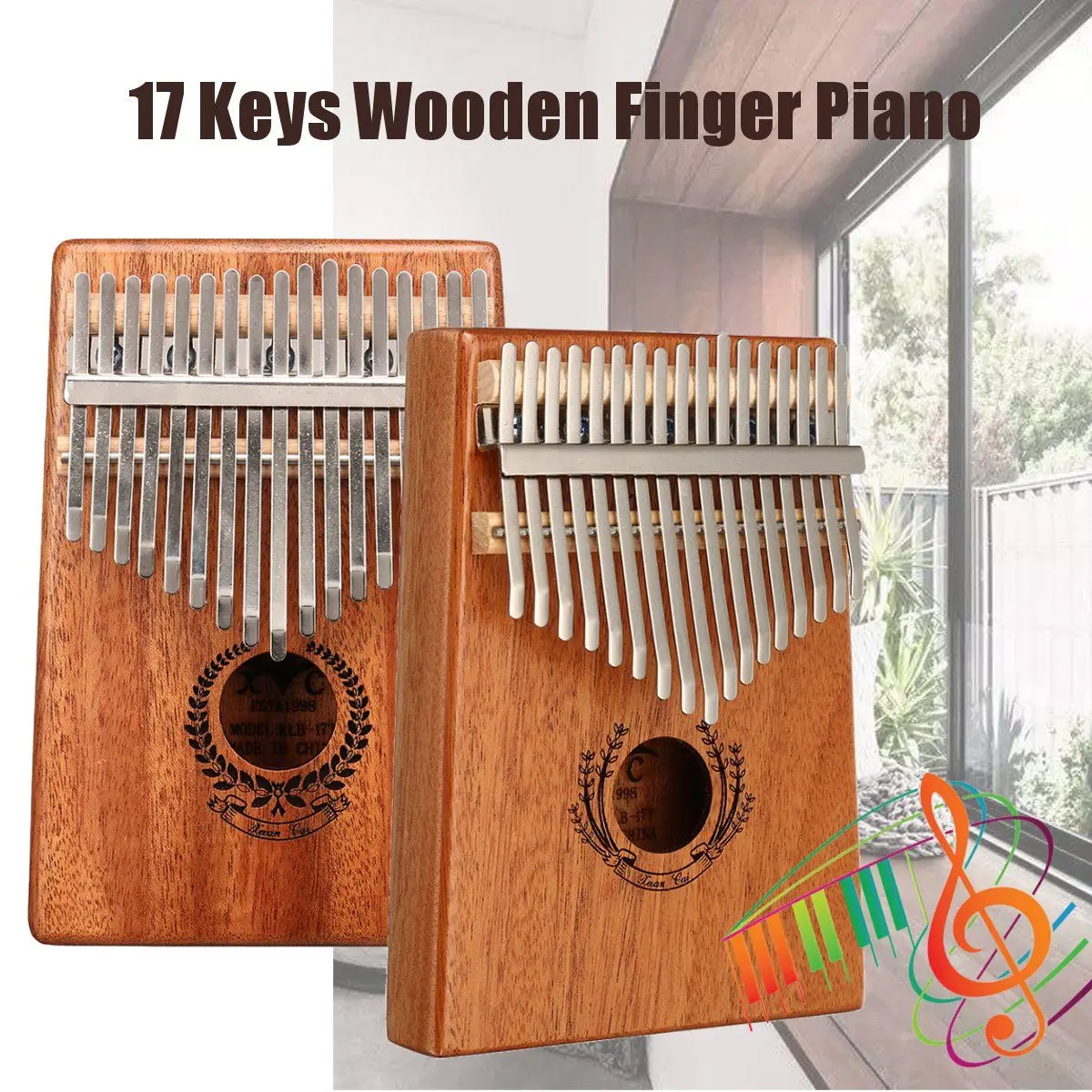 

17 Key Finger Piano Kalimba Mbira Sanza Thumb Piano Pocket Size Supporting Bag Gecko Keyboard Marimba Wood Musical Instrument