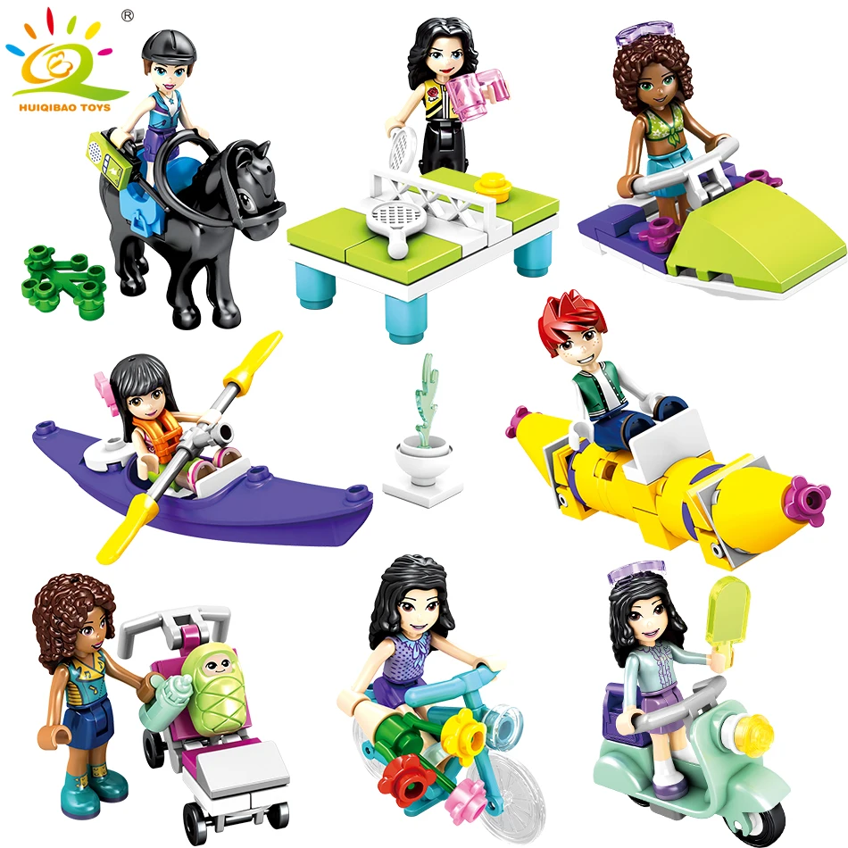 

8pcs/set Heartlake City Girls Doll Figures set Building Blocks Compatible legoingly Friends house boat Bricks Toys For Children