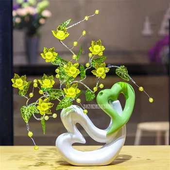 

Modern Love Heart Shape Ceramic Vase Ornaments Artificial Flower Living Room Coffee Table Hotel Home Furnishing Decro D-1A/907
