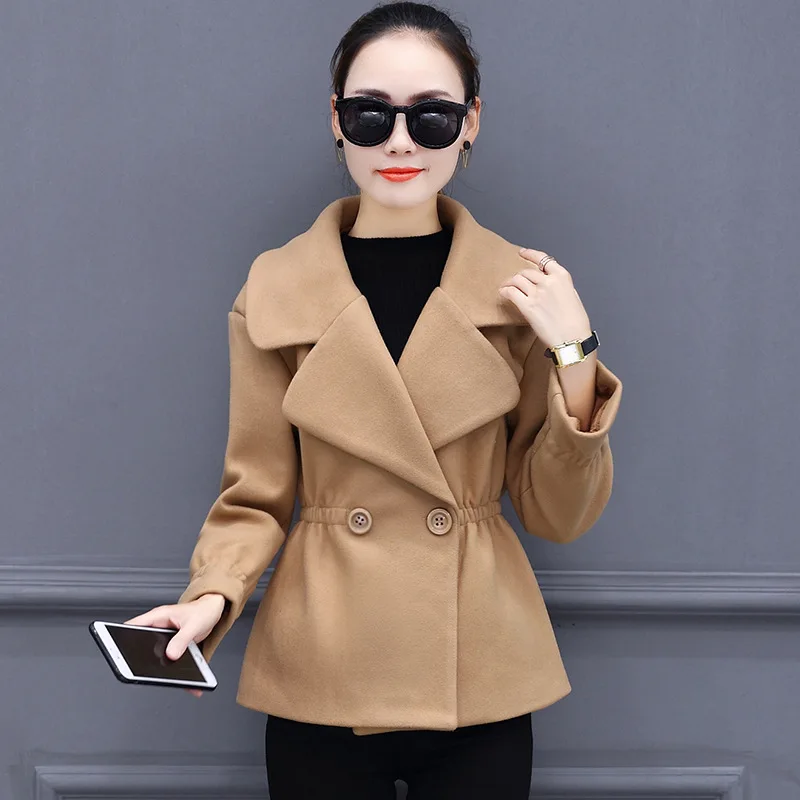 2018 Winter Short Woolen Coat Female Jacket for Women Coffee Red High Quality Wool Coat Elegant Slim Women Woolen Warm Overcoat